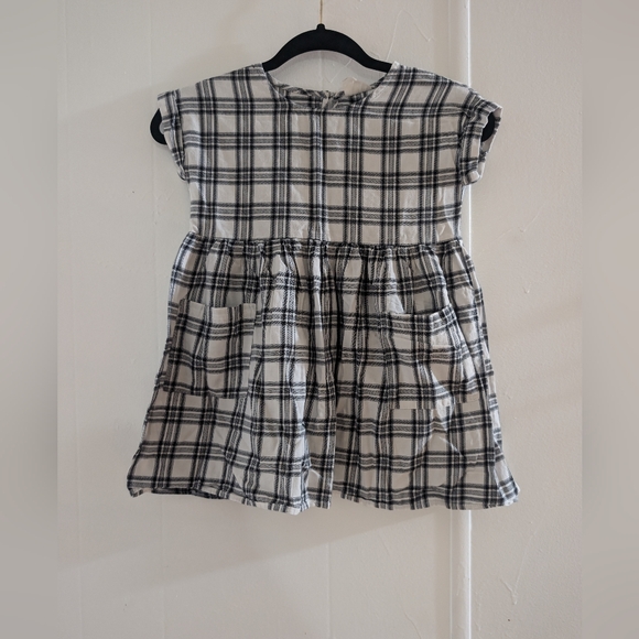 Stylish Checkered Kids Dress - Black and White - Picture 1 of 7